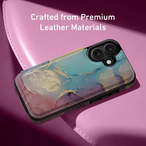 Vista 307 de LETO para iPhone 15 Pro Funda tipo cartera - Tapa tipo folio con patada - Diseños de moda - Tarjetero - Funda protectora para mujeres y niñas - 6.1