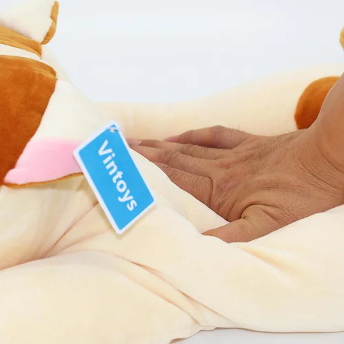 Vista 4 de almohada grande de gato muy suave para abrazar. Gatito de peluche, animal color café 23.5 in