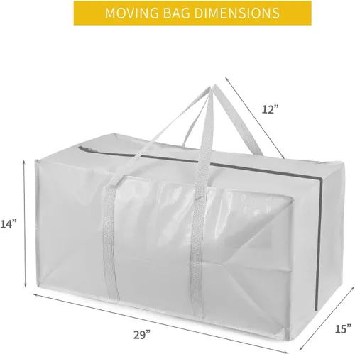 Vista 6 de Bolsas de mudanza extra grandes resistentes con asas extralargas, incluye correas de mochila, fácil almacenamiento para ahorrar espacio (gris)