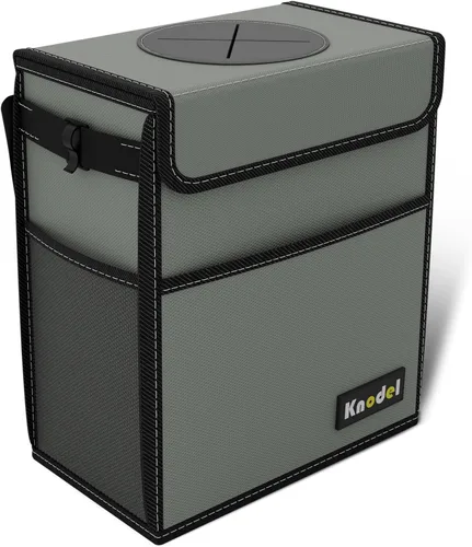 Vista 9 de K KNODEL Basurero para automóvil con tapa, basura para automóvil Gris