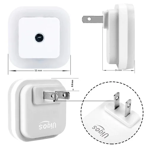 Vista 5 de Uigos - Lámpara de noche LED con sensor inteligente de atardecer a amanecer, luz blanca natural, 0.5 W, enchufe, paquete de 6