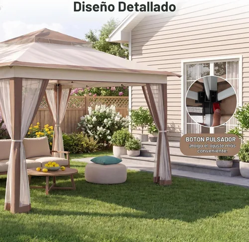 Vista 4 de LAUSAINT HOME Tienda de campaña con toldo desplegable de 11 x 11 pulgadas con mosquitera, color gris