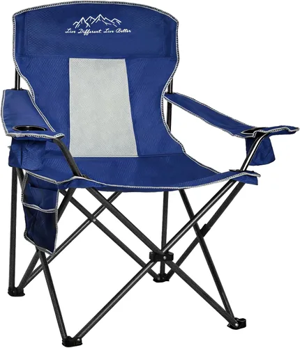 Vista 11 de Sillas de camping plegables y colapsables de alta resistencia, silla plegable de césped con bolsa para lonchera, bolsillo de almacenamiento, bolsa