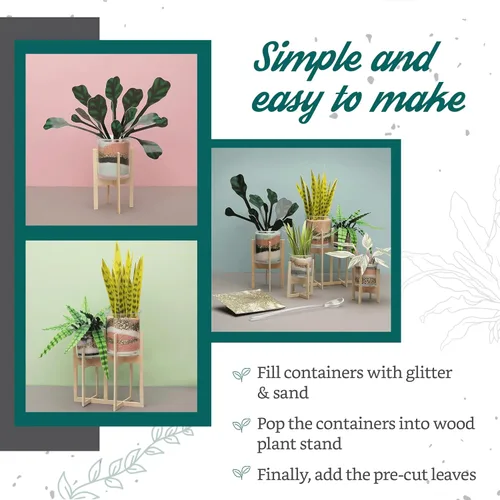 Vista 6 de Kit de manualidades de plantas artificiales con arena Craft Crush - Decoración DIY para el hogar para escritorio, tocador y oficina