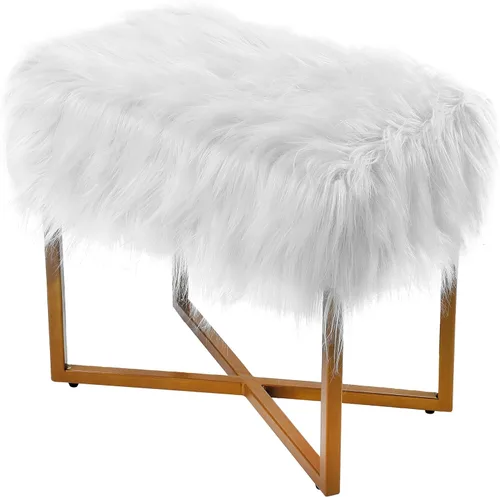 Vista 9 de BIRDROCK HOME Taburete rectangular de piel sintética rosa con patas doradas, silla de tocador, asiento acolchado suave y compacto, silla