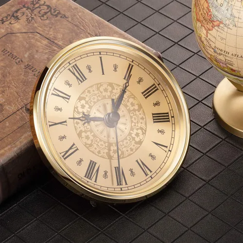 Vista 3 de Hicarer 4.3 pulgadas/4.331 in Inserto de reloj de cuarzo, borde dorado, número romano, movimiento de cuarzo