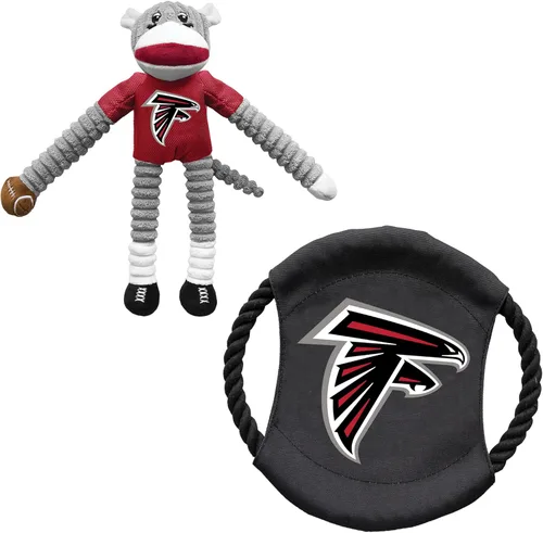 Littlearth NFL Unisex NFL Sock Monkey and Flying Disc Pet Toy Combo Set