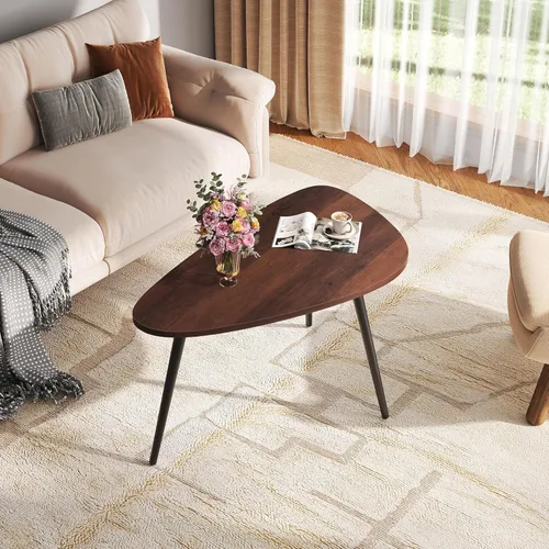 Vista 2 de WLIVE Mesas de centro ovaladas, mesa de centro moderna para sala de estar, mesa auxiliar para espacios pequeños, oficina en casa, fácil montaje