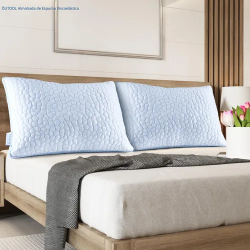Vista 8 de QUTOOL Almohadas refrescantes mejoradas para dormir, almohadas de espuma viscoelástica trituradas CertiPUR-US tamaño Queen, juego de 2 para personas