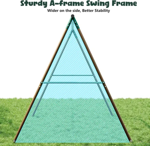 Vista 4 de Hapfan Juegos de columpios para patio trasero con columpio de platillo de plataforma de 45 pulgadas y columpio de cinturón, conjunto de columpios