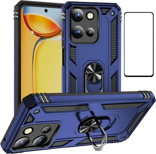 Vista 25 de Funda para Xiaomi POCO X3 NFC /X3 Pro con protector de pantalla, armadura de protección militar híbrida resistente a prueba de golpes, funda Negro