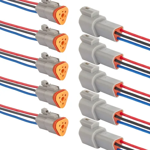 Vista 10 de Deutsch Conector DT de 2 Pines, Conector Eléctrico Automotriz Impermeable DT de 2 Vías Macho Hembra Enchufe Arnés de Cableado, con Cable de Alambre