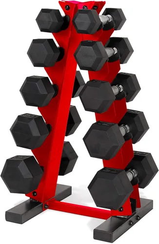 Vista 23 de CAP Barbell Juego de mancuernas hexagonales recubiertas de 150 libras con estante vertical Múltiples opciones