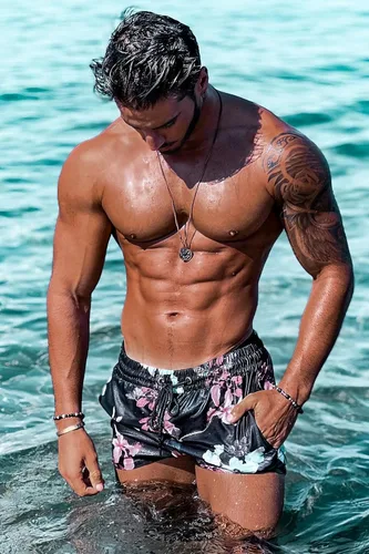 Vista 7 de GINGTTO - Traje de baño para hombre con forro de malla, pantalones cortos de playa