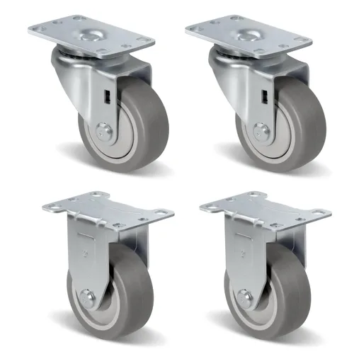 Vista 41 de Ruedas resistentes de 3 pulgadas, ruedas giratorias con frenos, ruedas de placa con rueda de goma para muebles, plataforma, camión, carrito