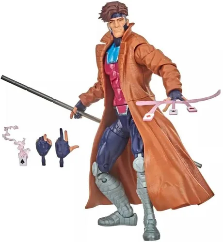 Vista 3 de Marvel Legends Retro Vintage Collection - Figura de 6 pulgadas Spider-Man y X-Men (X Men Gambit)