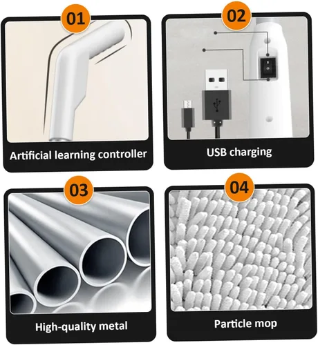 Vista 4 de Cordless Electric Spin Mop and Scrubber, Ultra Lightweight for Easy Floor Cleaning, Multi-Surface Dry & Wet Use Under Furniture, Ideal for Home