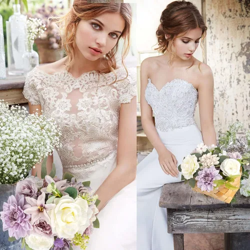 Vista 5 de KKMO Combo de flores artificiales multiusos para centros de mesa arreglos de boda ramo de novia mesa silla portavelas decoración de pastel de baby