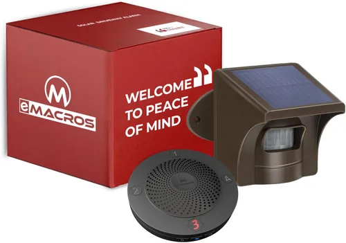 Vista 9 de Alarma de entrada inalámbrica de largo alcance solar de eMACROS para exteriores, resistente a la intemperie, sensor y detector de movimiento