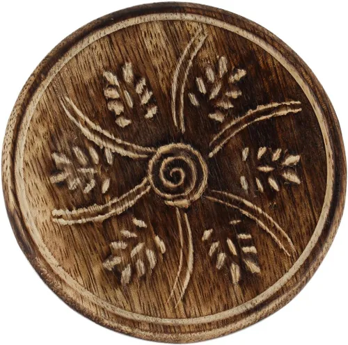 Vista 2 de GoCraft Juego de 6 posavasos de madera Posavasos hechos a mano con soporte en forma de loto en madera rústica