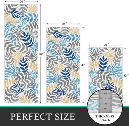 Vista 2 de Bsmathom Juego de 3 alfombras de cocina boho, juego de alfombras y tapetes de cocina estilo casa rural, antideslizantes, lavables, alfombras