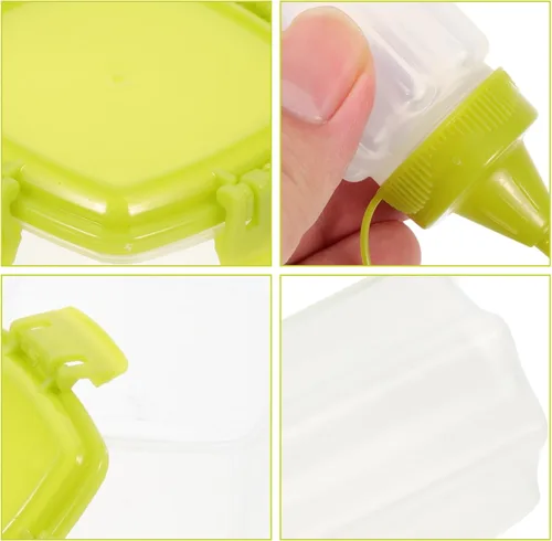 Vista 3 de PRETYZOOM 1 juego de botellas de salsa para salsas, botella de condimento para ensalada, recipientes de aderezo de ensalada, botella de plástico