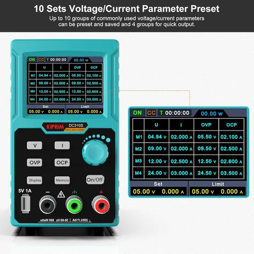 Vista 4 de Fuente de alimentación CC programable (0-30 V 0-10 A) Entrada de 110 V de alta precisión Protección múltiple de 4 dígitos con software de PC y carga