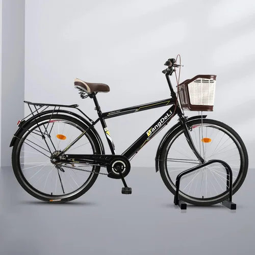 Vista 6 de WALMANN Soporte de piso para bicicleta, soporte de estacionamiento de bicicletas de acero para 1 bicicleta, ruedas de 22-28 pulgadas, ancho máximo