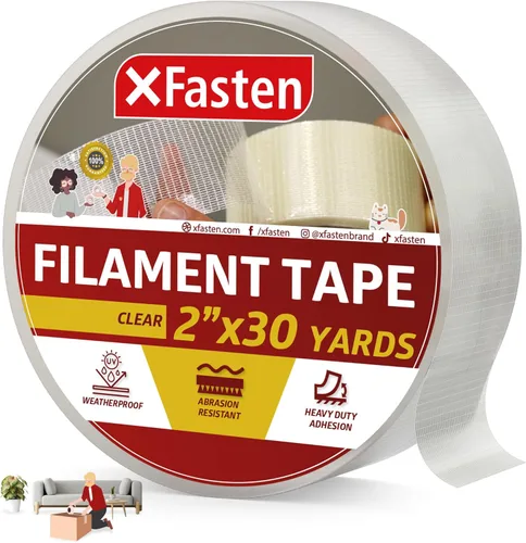 XFasten cinta americana de filamento transparente , 2 pulgadas X 30 yardas