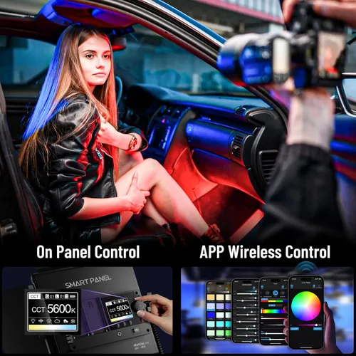 Vista 4 de Mettlelite Luz de Video LED RGB SPL210C con Control de APP, Panel RGB de Color Completo 360, 2800K-8000K, CRI/TLCI 97+, 10 Escenas, Iluminación