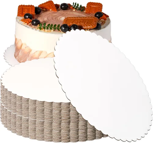 Vista 13 de Fit Meal Prep Paquete de 20 tablas para tartas, círculos redondos dorados de 6 pulgadas, círculos de pizza desechables, soporte de base para postres