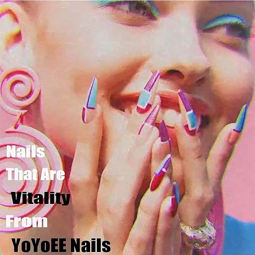 Vista 7 de YoYoee Uñas postizas a presión con forma de ataúd, uñas postizas largas, acrílicas, para mujeres y niñas, 24