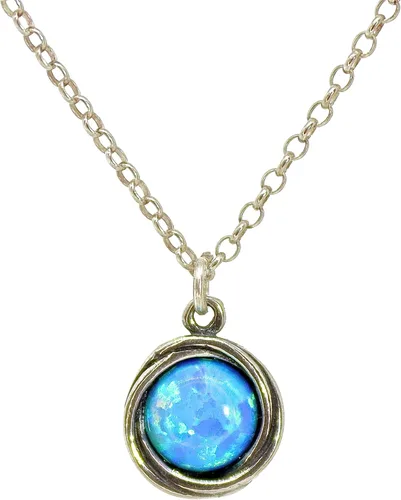 Colgante de collar de ópalo, collar de ópalo azul de plata esterlina 925 para mujeres y niñas, colgante de piedra minimalista, collar de ópalo de