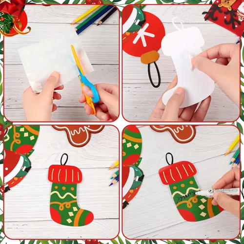 Vista 3 de Juego de 68 piezas de decoración de borde de boletín navideño para el aula, recortes de Navidad, pan de jengibre navideño, dulces, decoraciones