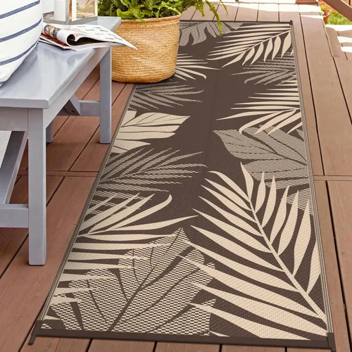 Vista 50 de GENIMO - Alfombra para exteriores de 6 x 9 pies, impermeable, reversible, de pajillas de plástico, para patio, espacios amplios, ligera