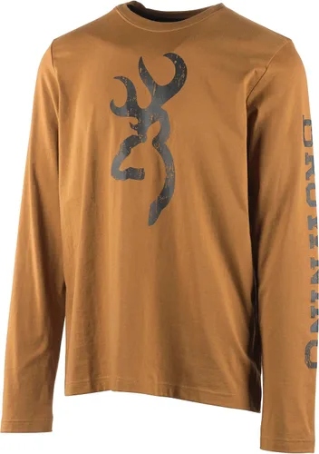 Vista 2 de Browning Camiseta de manga larga Logan para hombre, tela de jersey suave Signature Buckmark Logan 2.0 (marrón)