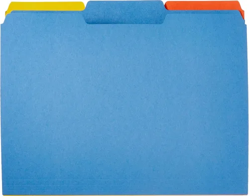 Vista 3 de Carpetas de archivos Amazon Basics con pestañas para archivado, AMZ401, resistentes, tamaño carta, colores surtidos (paquete de 100)