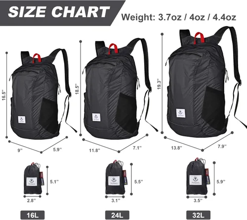 Vista 28 de Mochila 4Monster de excursionismo, de día, resistente al agua, ligera, plegable, para viajes, campamento, exteriores