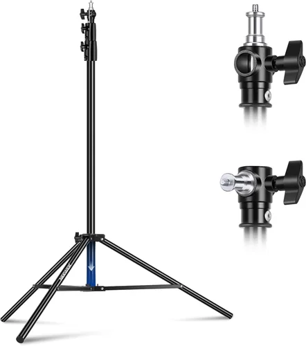 Vista 15 de NEEWER ST180R - Soporte de trípode portátil de metal para cámara, trípode de luz plegable inversa con anillo de luz LED, reflector, cerraduras