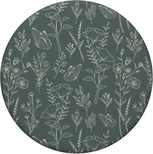 Vista 3 de Butterfly Meadow Botánico Flor Silvestre (Muted Forest Green) PopSockets Estándar PopGrip