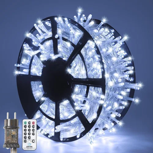 Vista 18 de JMEXSUSS Guirnalda de 600 luces LED que cambian de color enchufable, luces de Navidad blancas cálidas y multicolor de 168 pies con control remoto