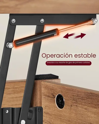 Vista 8 de VASAGLE Mesa de Centro con Tapa Elevable, Mesa de Café Elevable con Estante de Almacenamiento, Compartimentos Ocultos y Tapa Elevable, para Sala