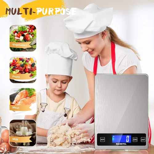 Vista 6 de Báscula digital de cocina ''Cooking Master' de 22 libras, la báscula de alimentos mide en gramos y onzas para cocinar y hornear, graduación precisa