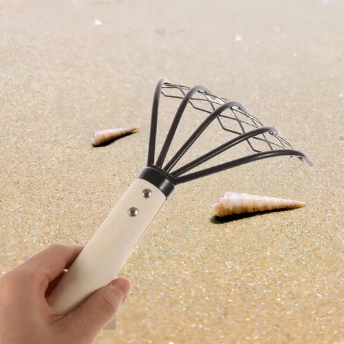 Vista 8 de DOITOOL 2 rastrillos de almejas, garras de acero de 10.2 pulgadas con red de malla, rastrillo de jardín, rastrillo de playa portátil para excavar