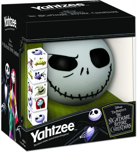 Disney Yahtzee The Nightmare Before Christmas - Juego de dados coleccionables de Jack Skellington | Juego de dados familiares y juegos de viaje