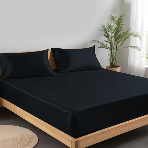Vista 32 de Linenwalas - Sábana bajera de bambú, con bolsillo profundo, elástico y seguro, ropa de cama suave y refrescante perfecta para el cuidado de la piel