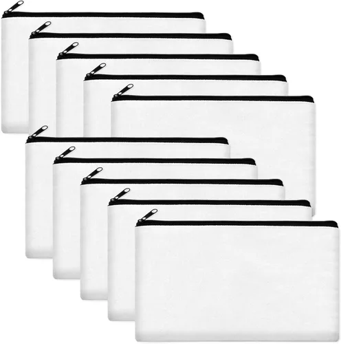 Vista 25 de Legigo Bolsa de Lona en Blanco con Cremallera Estuche Bolsas de Maquillaje a Granel - Estuche de Lona Multiusos para Lápices con Cremallera