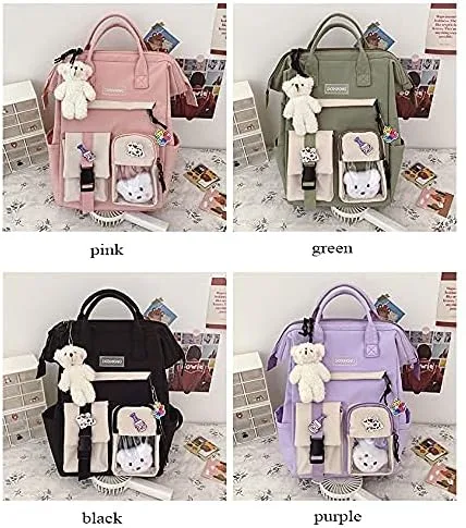 Vista 6 de GGOOB Kawaii Backpack with Kawaii Pin and Accessories Backpack Cute Aesthetic Backpack Cute Kawaii Backpack for School