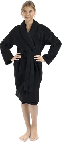 BC BARE COTTON Bata de Chal de Vellón de Microfibra Bare Cotton para Niñas Negro