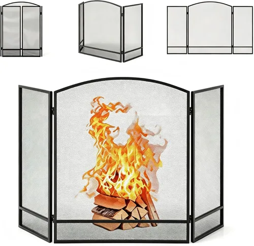 Vista 10 de Tangkula Pantalla plegable para chimenea de 3 paneles de 40" x 24", valla